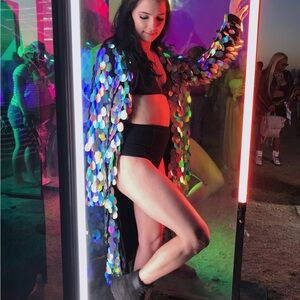 Holographic sequin kimono